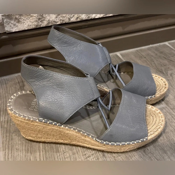 Eileen Fisher espadrilles, gray upper leather, hardly used size 8 - Picture 10 of 13